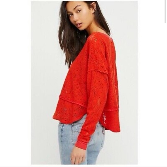 NWT Free People Not Cold In This Top In Red Size XS OVERSIZED - Picture 2 of 11